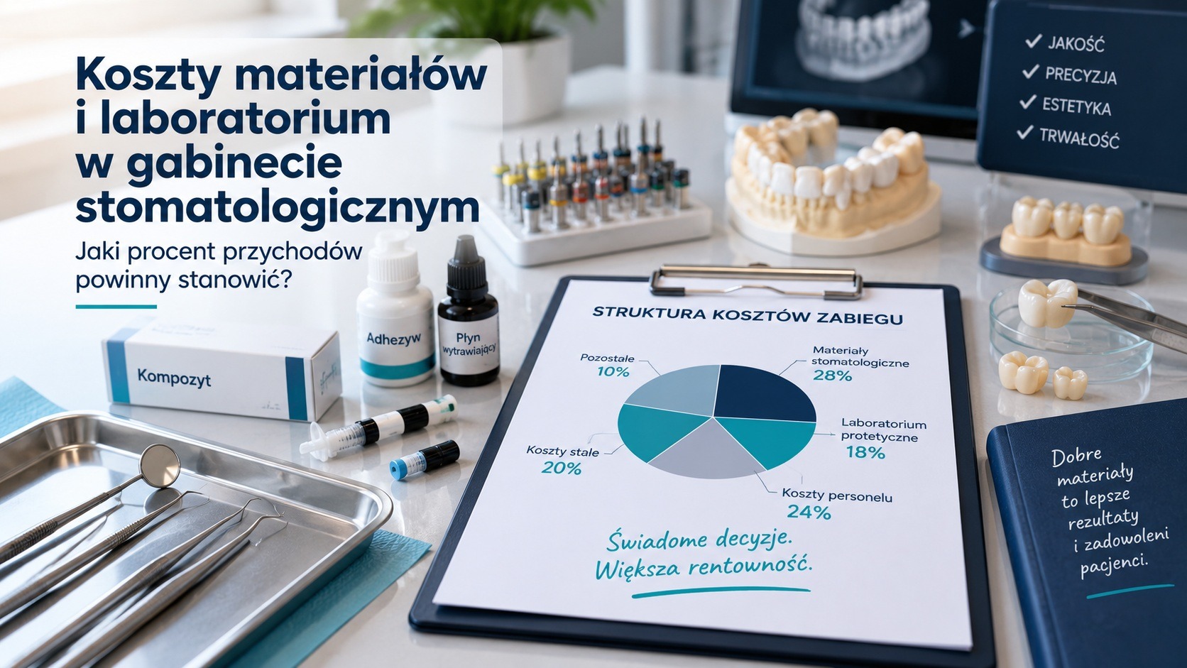 Materiały i laboratorium jako procent przychodów gabinetu stomatologicznego
