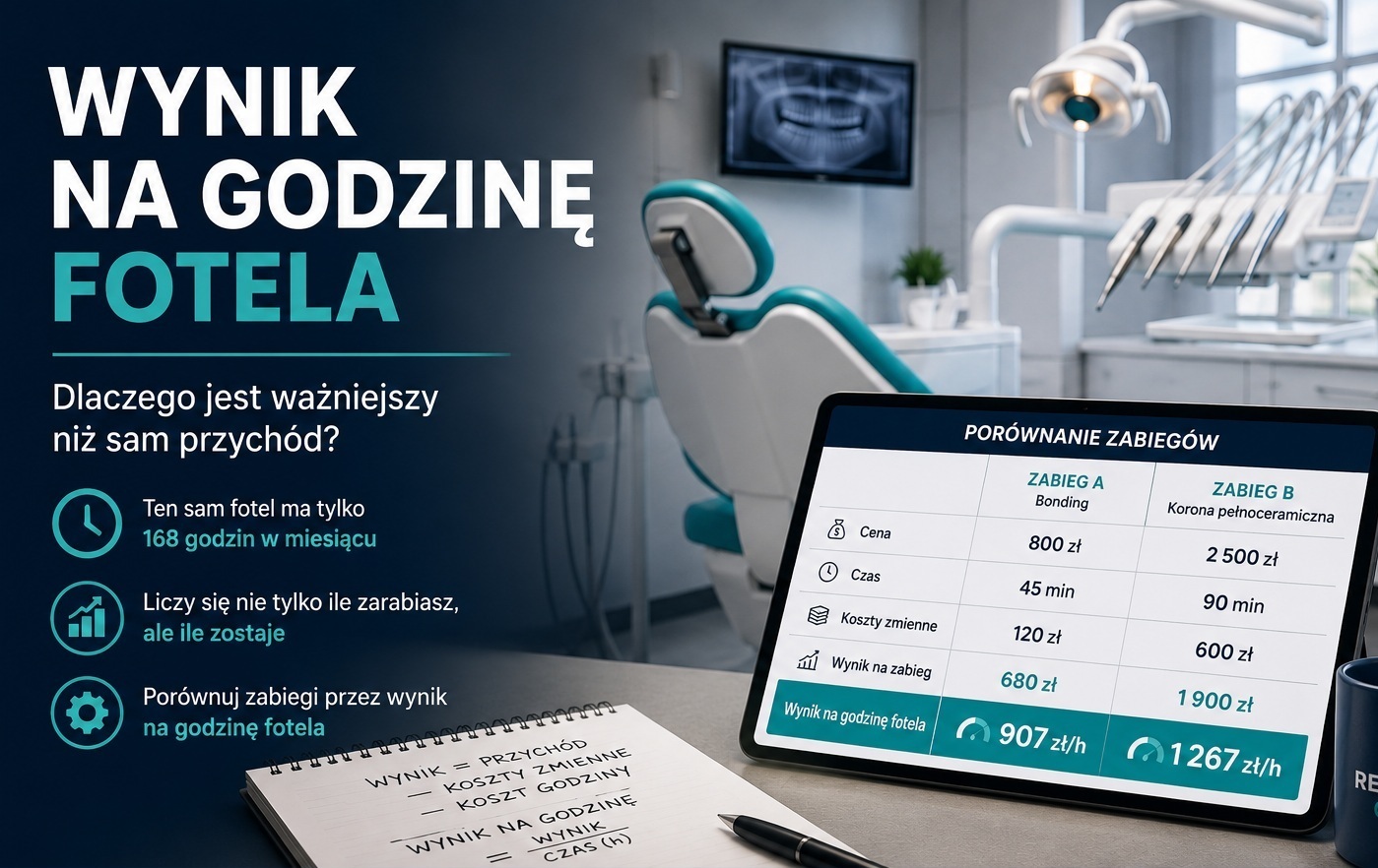Wynik na godzinę fotela stomatologicznego – dlaczego jest ważniejszy niż sam przychód?